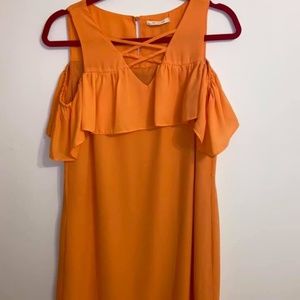 Orange Skies Are Blue cold shoulder dress